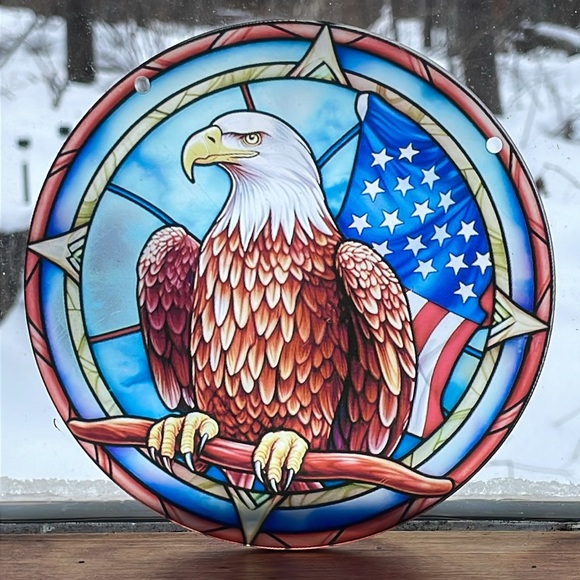 Acrylic Suncatcher Bald eagle American Flag Bird Decorative Gift Idea - Picture 2 of 2
